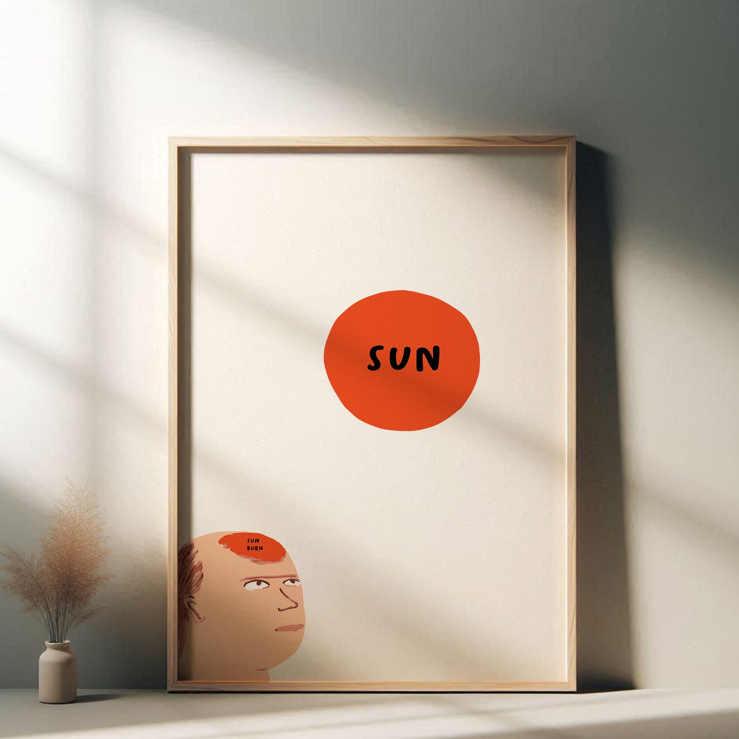 David Shrigley - Sun & Sun Burn, Quirky Wall Art, Pop Art Decor, Funny Poster, Contemporary Home Gallery, Humorous Decor, Art