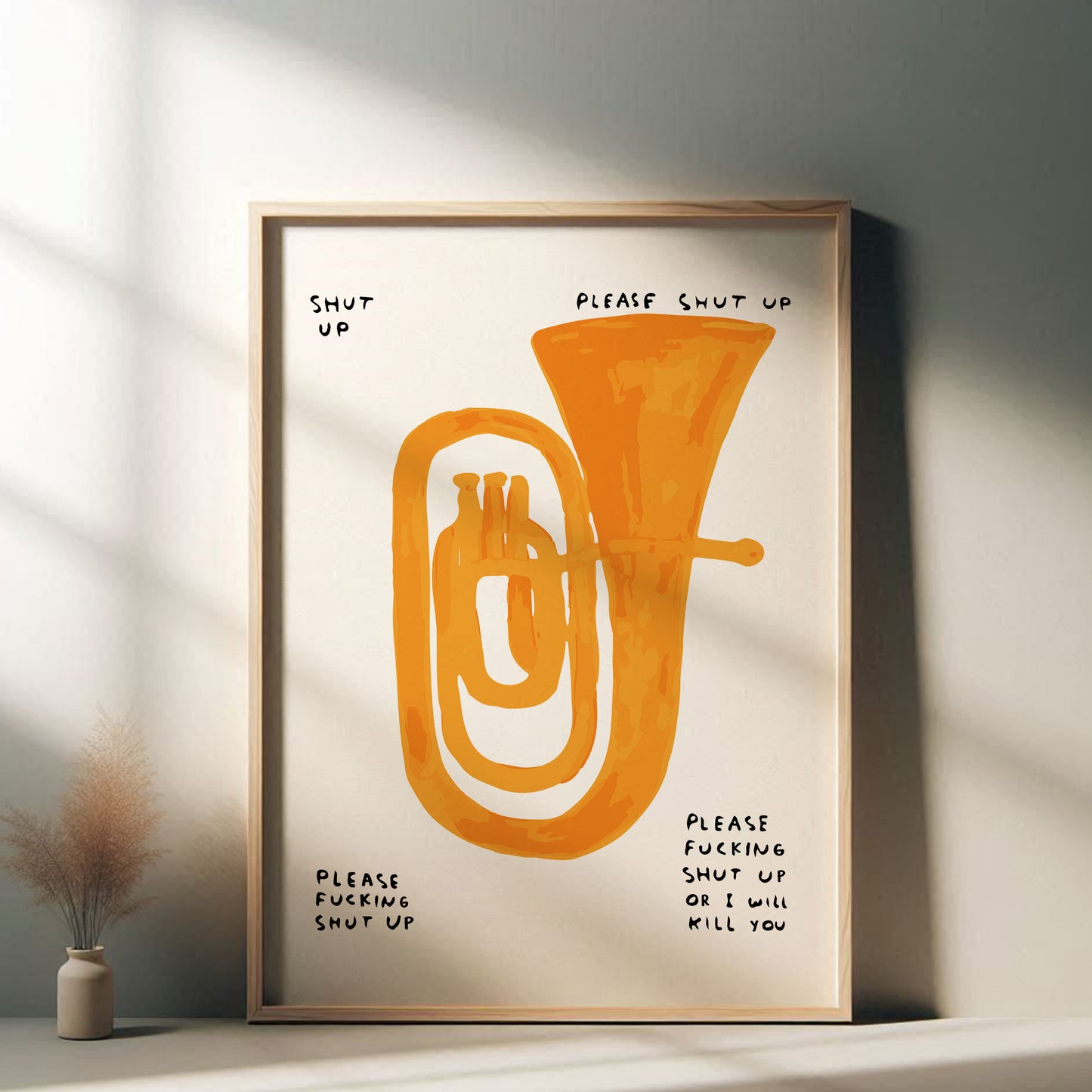 David Shrigley - Shut Up, Quirky Wall Art, Pop Art Decor, Funny Poster, Contemporary Home Gallery, Humorous Decor