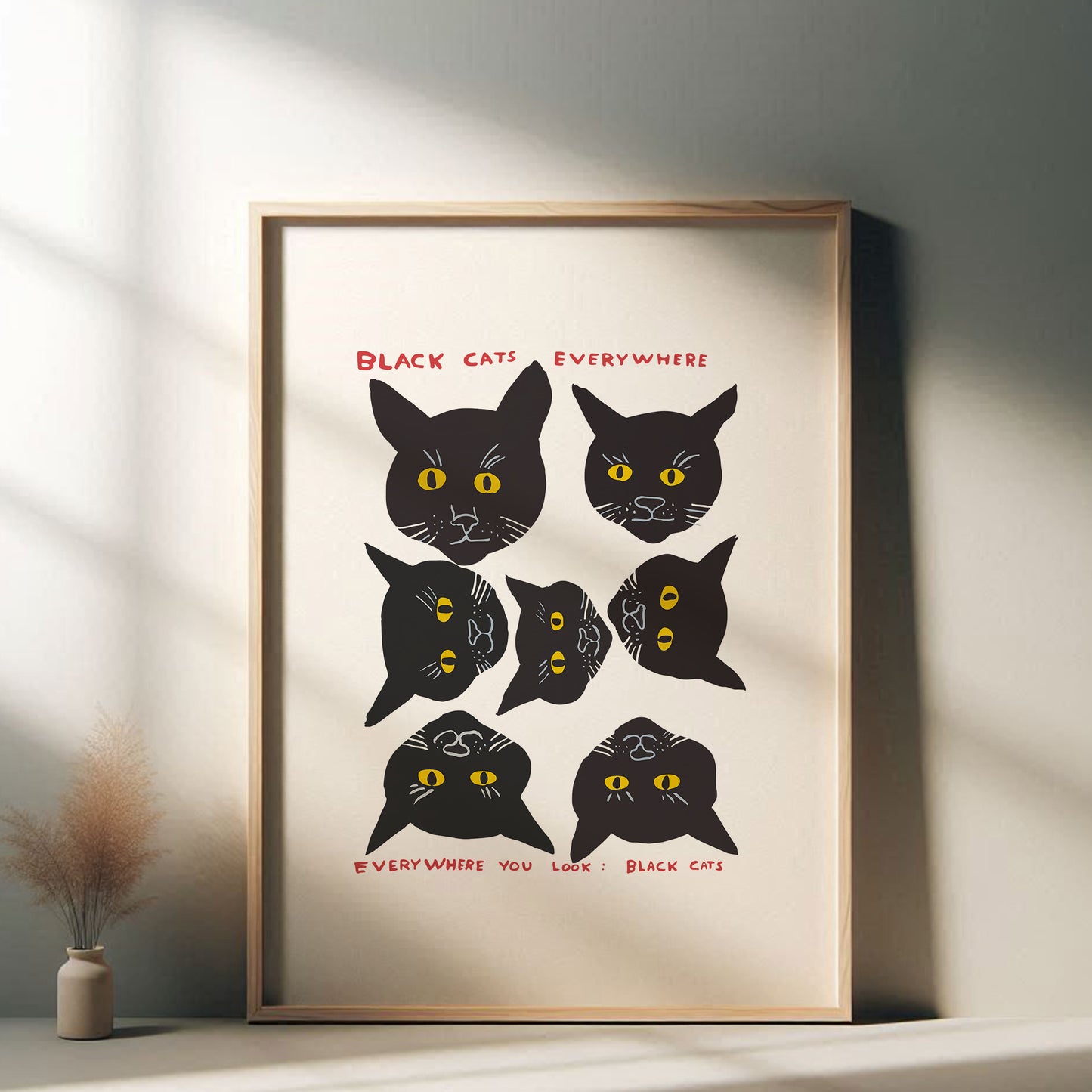 David Shrigley - Black Cats, Quirky Wall Art, Pop Art Decor, Funny Poster, Contemporary Home Gallery, Humorous Decor, Art