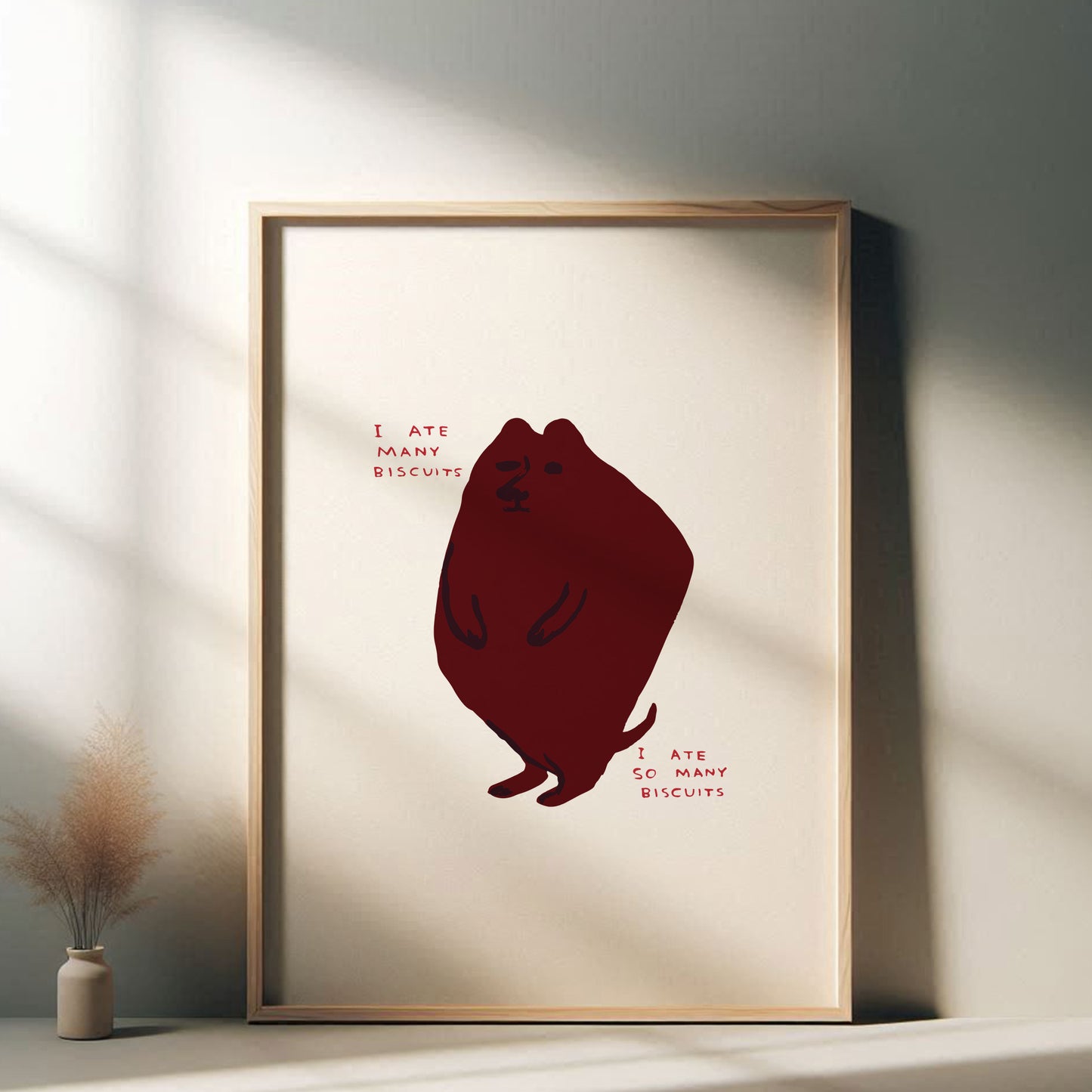 David Shrigley - I Ate Many Biscuits, Quirky Wall Art, Pop Art Decor, Funny Poster, Contemporary Home Gallery, Humorous Decor, Art