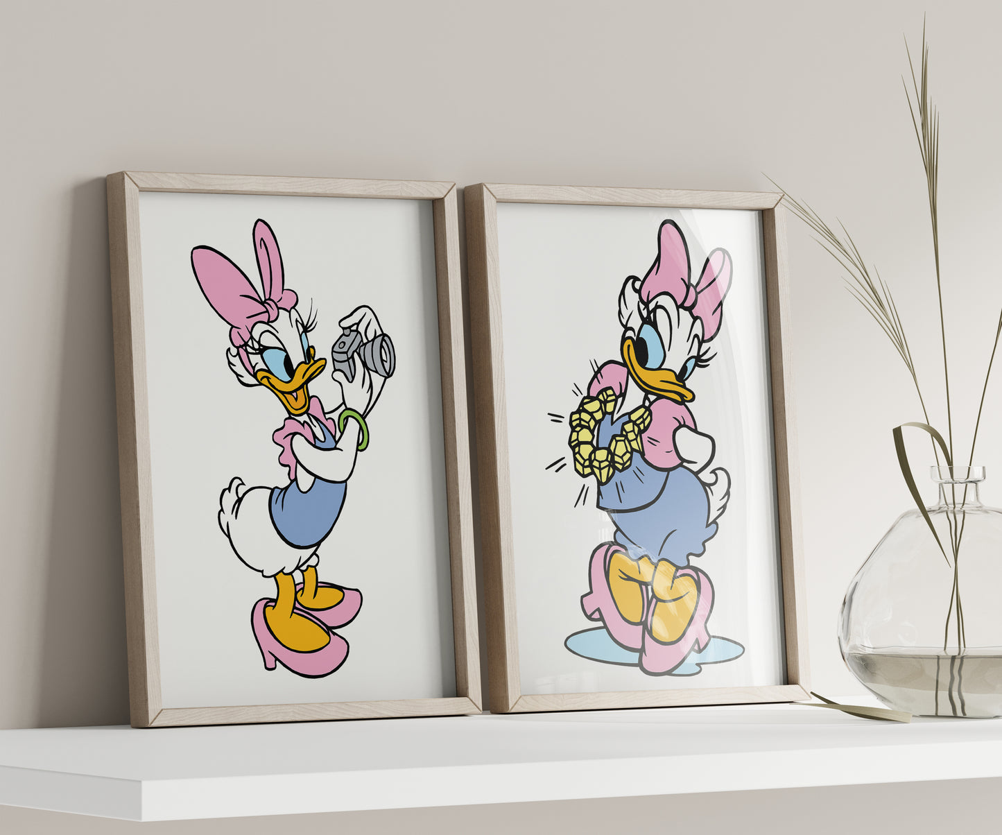 Personalized Daisy Duck Name Sign, Custom Disney Duck Print Set, Watercolor Nursery Decor, Baby Girl Room Art, Cartoon Name Poster, Kids Wall Decor