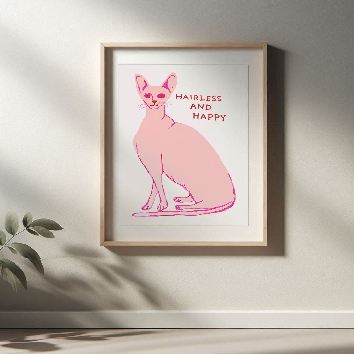David Shrigley - Hairless And Happy, Quirky Wall Art, Pop Art Decor, Funny Poster, Contemporary Home Gallery, Humorous Decor, Art
