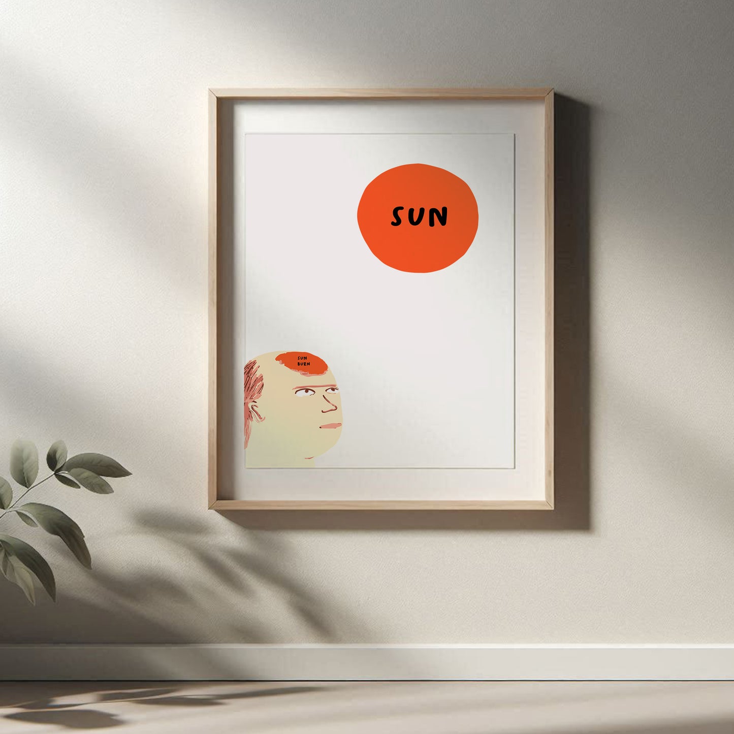 David Shrigley - Sun & Sun Burn, Quirky Wall Art, Pop Art Decor, Funny Poster, Contemporary Home Gallery, Humorous Decor, Art