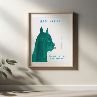 David Shrigley - Bad Habits, Quirky Wall Art, Pop Art Decor, Funny Poster, Contemporary Home Gallery, Humorous Decor, Art
