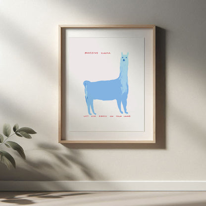 David Shrigley - Massive Llama, Quirky Wall Art, Pop Art Decor, Funny Poster, Contemporary Home Gallery, Humorous Decor, Art