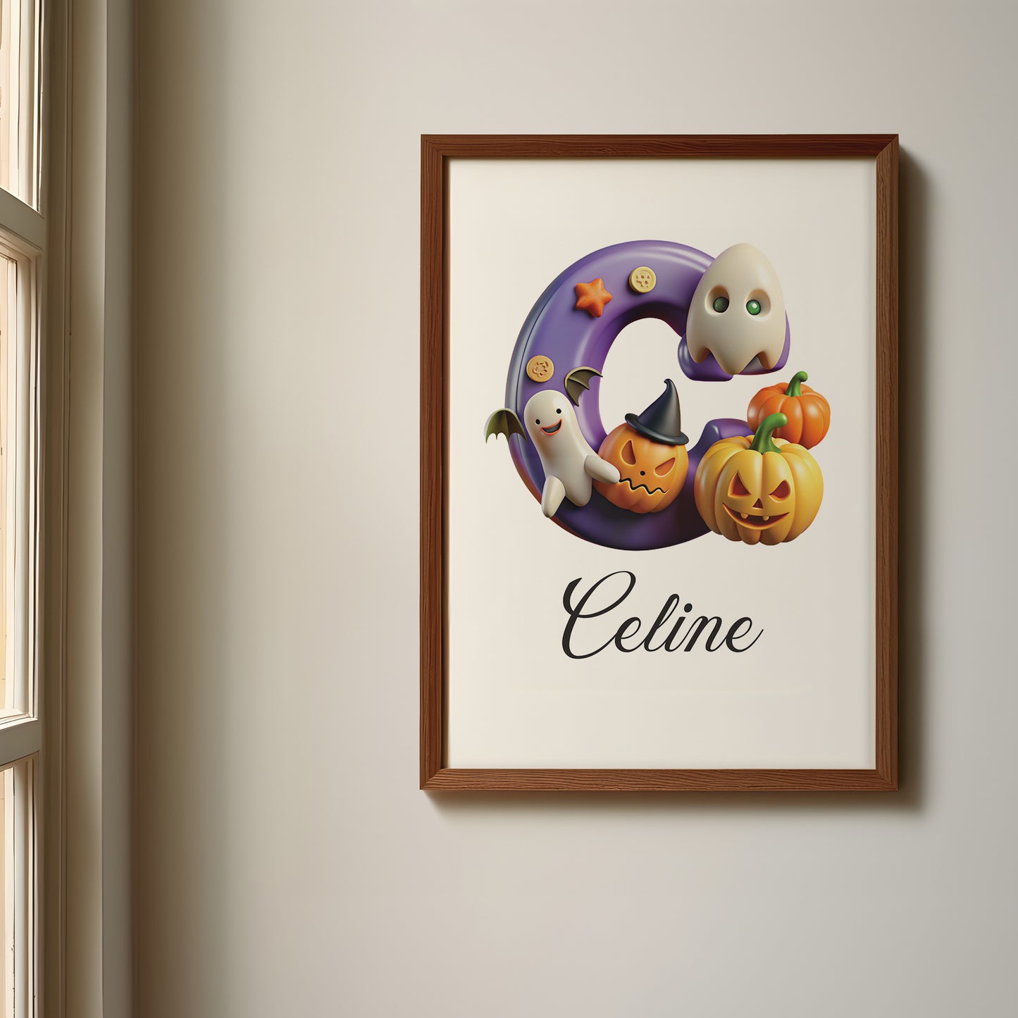 Cute Halloween Pumpkin Name Sign, Personalized Pumpkin Print, Custom Kids Wall Decor, Whimsical Halloween Nursery Art, Pumpkin Patch Print Set, Cute Halloween Pumpkin Room Decor