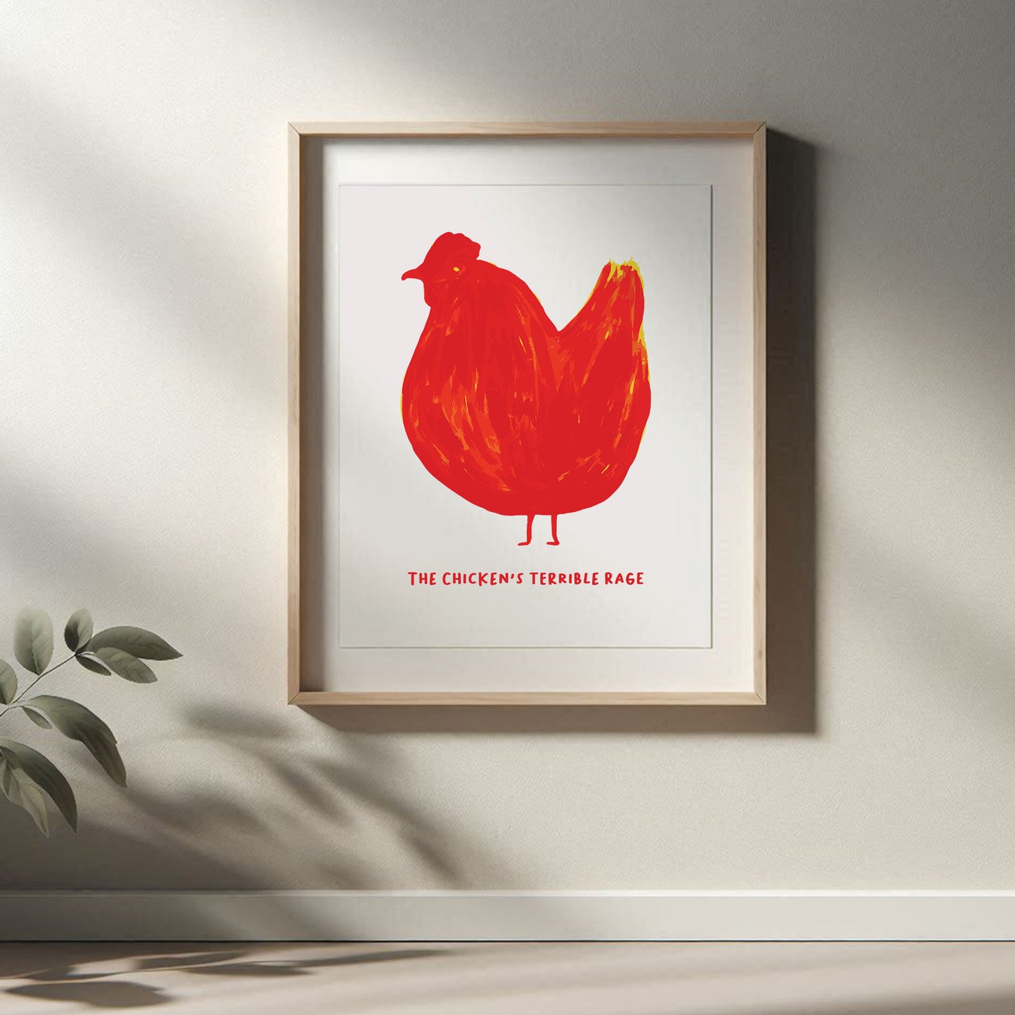 David Shrigley - The Chicken's Terrible Rage, Quirky Wall Art, Pop Art Decor, Funny Poster, Contemporary Home Gallery, Humorous Decor, Art