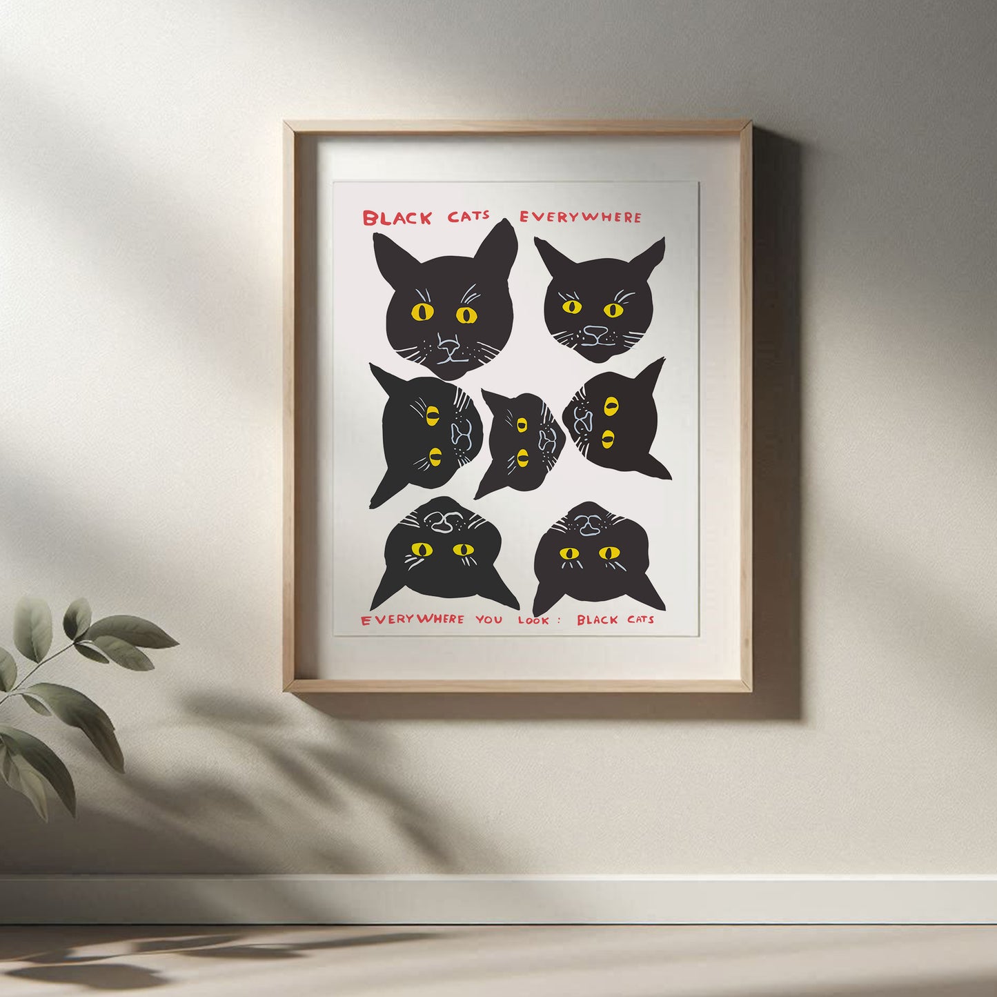 David Shrigley - Black Cats, Quirky Wall Art, Pop Art Decor, Funny Poster, Contemporary Home Gallery, Humorous Decor, Art