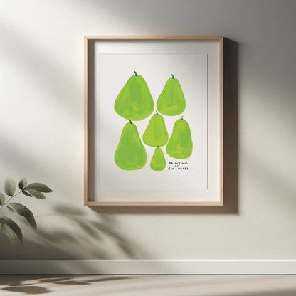 David Shrigley - Painting of Six Pears, Quirky Wall Art, Pop Art Decor, Funny Poster, Contemporary Home Gallery, Humorous Decor, Art
