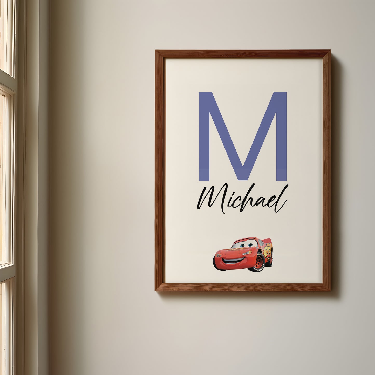 Cars Name Sign, Personalized Cars Print, Custom Kids Wall Decor, Pixar Nursery Art, Lightning McQueen Print Set, Cars Room Decor