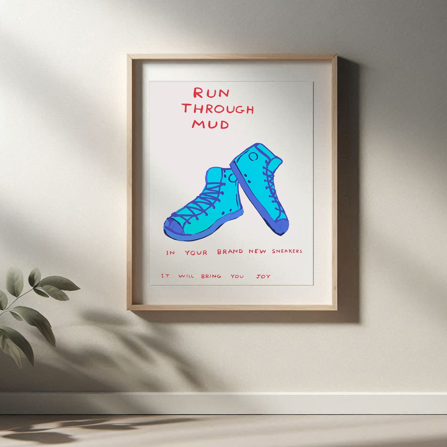 David Shrigley - Run Through Mud, Quirky Wall Art, Pop Art Decor, Funny Poster, Contemporary Home Gallery, Humorous Decor, Art