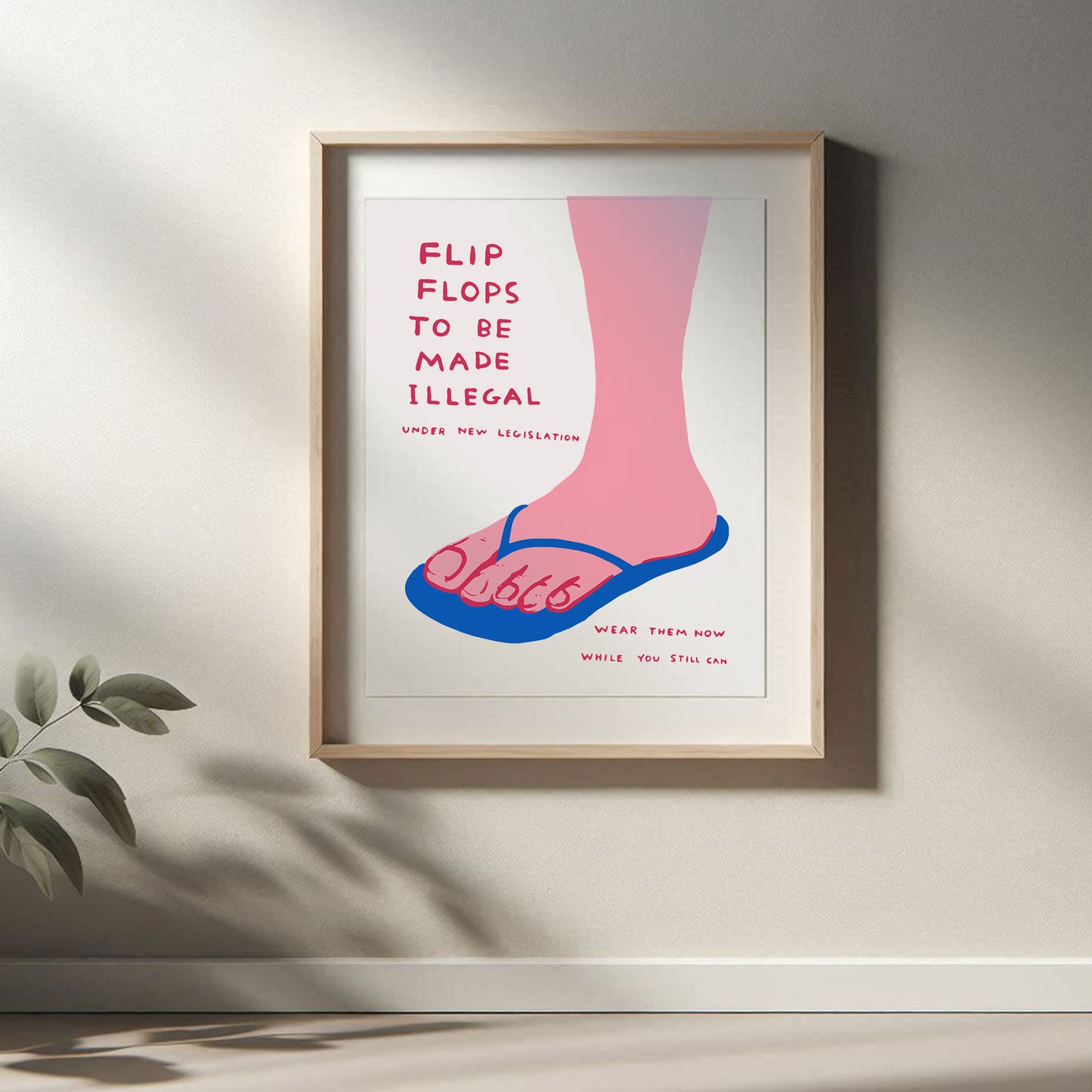 David Shrigley - Flip Flops, Quirky Wall Art, Pop Art Decor, Funny Poster, Contemporary Home Gallery, Humorous Decor, Art, Shrigley Print