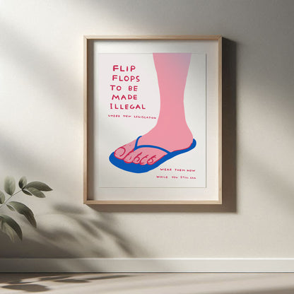 David Shrigley - Flip Flops, Quirky Wall Art, Pop Art Decor, Funny Poster, Contemporary Home Gallery, Humorous Decor, Art, Shrigley Print