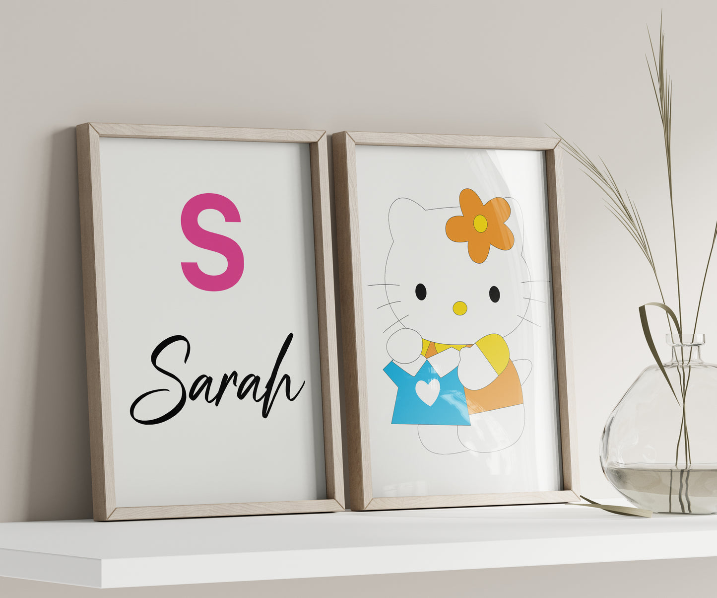 Hello Kitty Name Sign, Personalized Hello Kity, Custom Kids Wall Decor, Kawaii Nursery Print, Helo Kitty Print Set