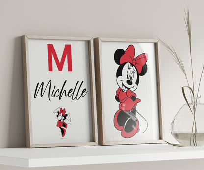 Custom Minnie Mouse Print, Personalized Name Sign, Minnie Nursery Art, Baby Room Decor, Kids Wall Art, Cartoon Character Poster