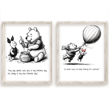 Winnie the Pooh Print, Honey Pot Quote Art, Watercolor Nursery Decor, Kids Room Wall Art, Disney Bear Poster