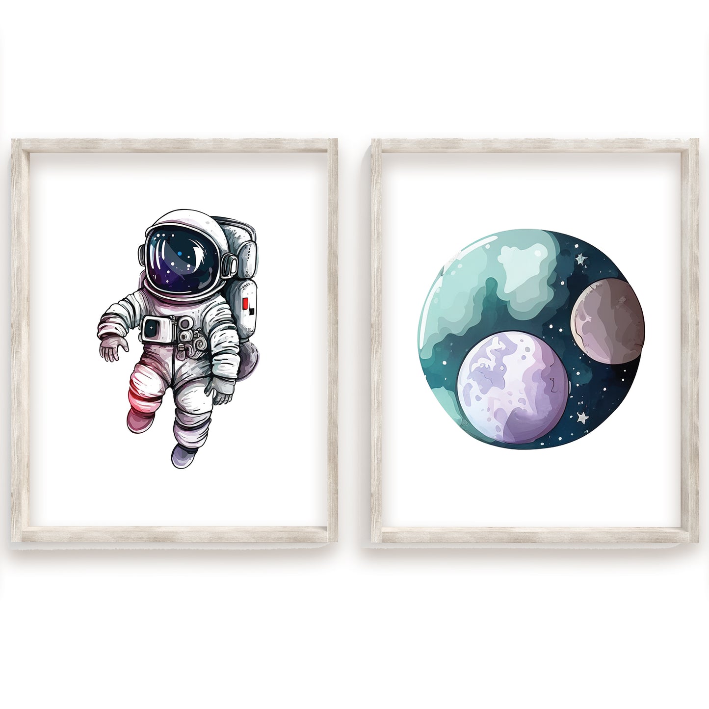 Watercolor Outer Space Name Sign, Personalized Space Adventure Print, Custom Kids Wall Decor, Whimsical Nursery Art, Cosmic Space Print Set, Charming Outer Space Room Decor for Kids and Babies