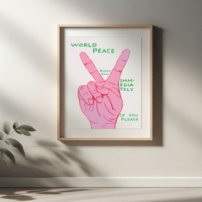 David Shrigley - World Peace, Quirky Wall Art, Pop Art Decor, Funny Poster, Contemporary Home Gallery, Humorous Decor, Art