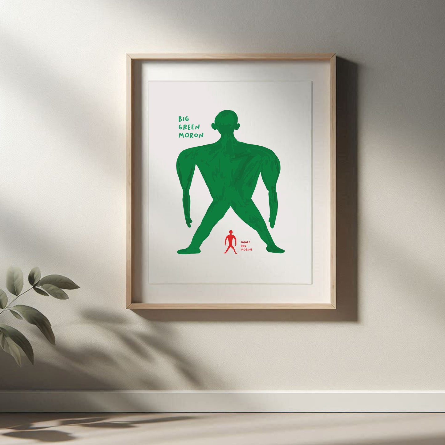 David Shrigley - Big Green Moron, Quirky Wall Art, Pop Art Decor, Funny Poster, Contemporary Home Gallery, Humorous Decor, Art