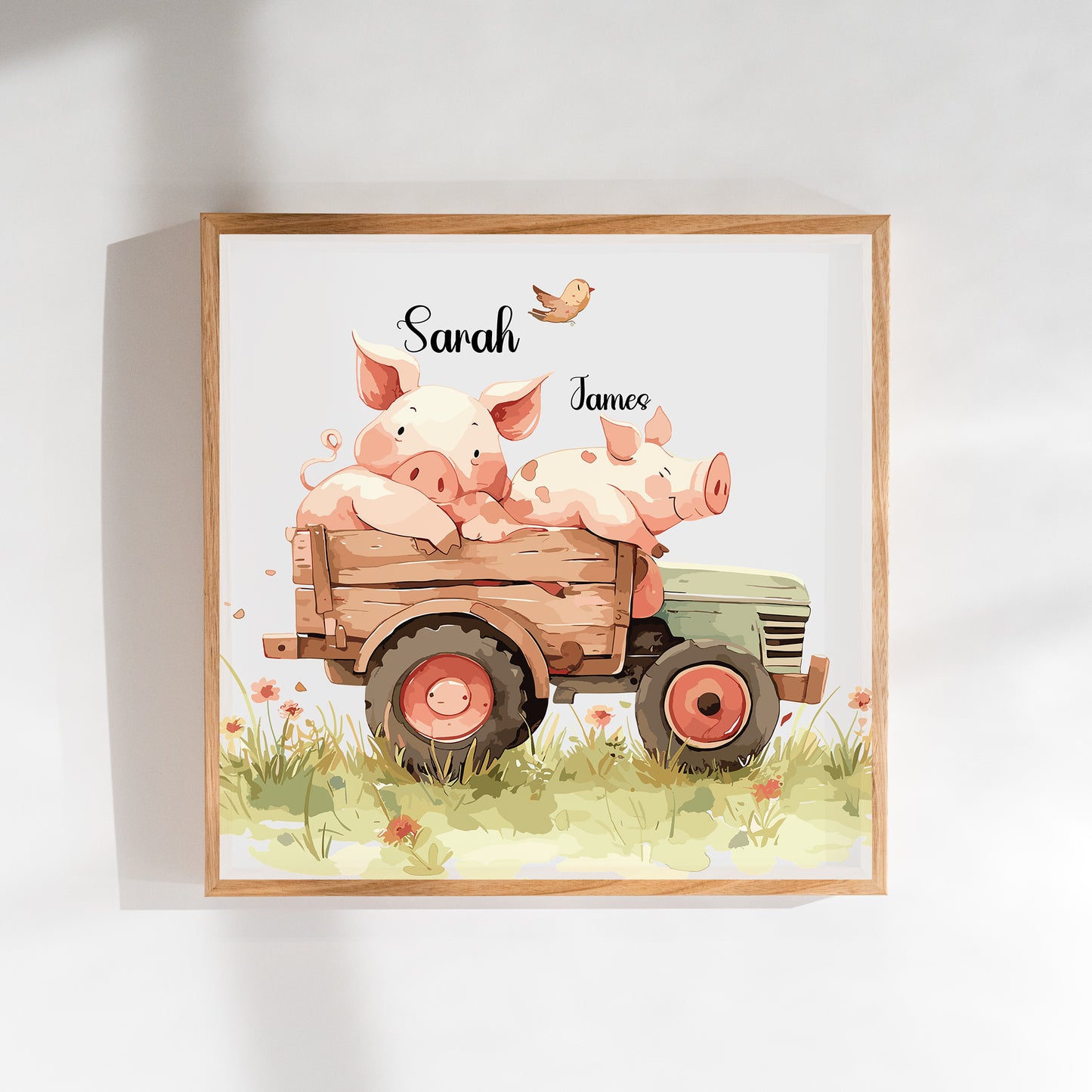 Two Little Piglets Name Sign, Personalized Sibling Piglet Print, Custom Kids Wall Decor, Whimsical Farm Nursery Art, Piglet Siblings Print Set, Adorable Sister and Brother Piglet Room Decor for Kids and Babies