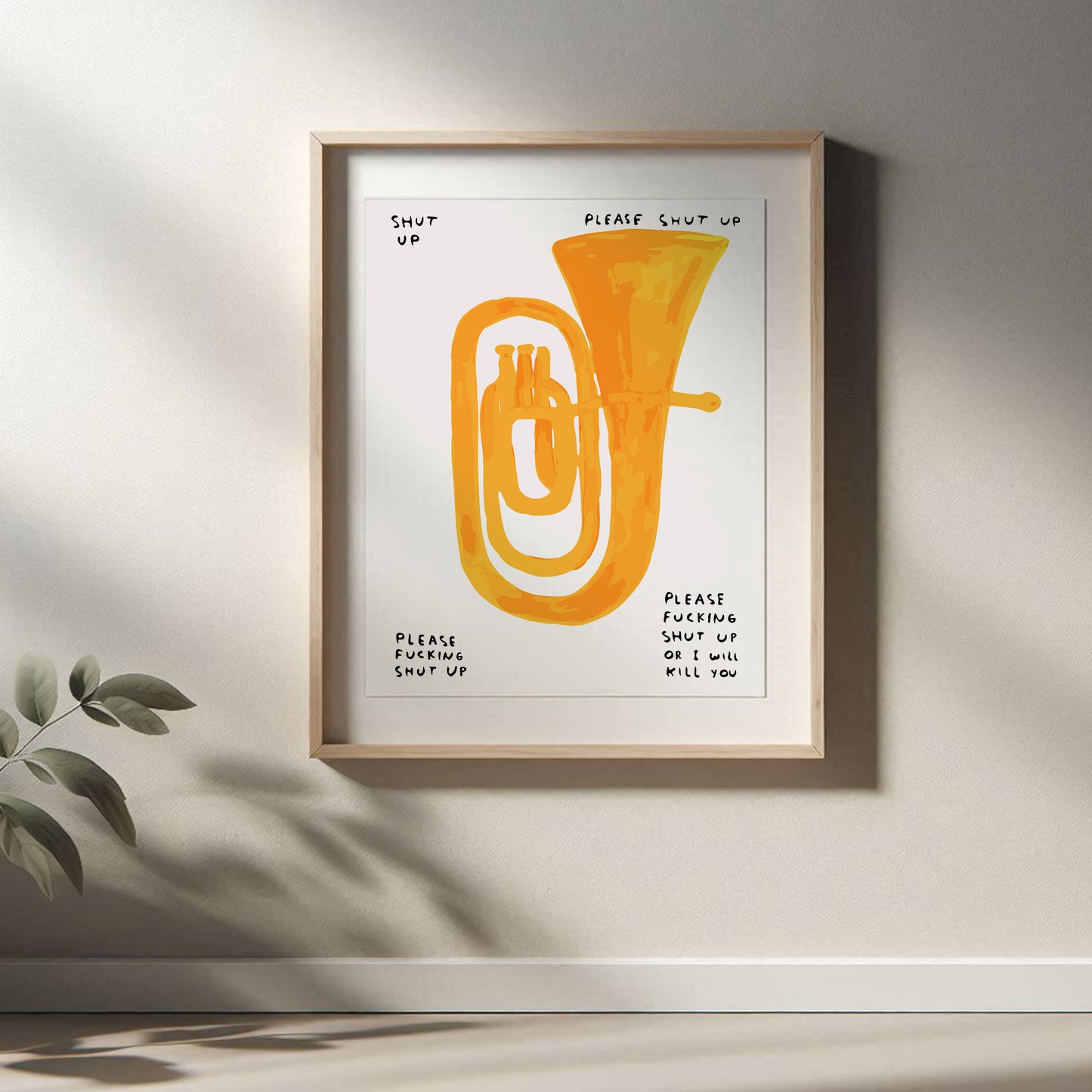 David Shrigley - Shut Up, Quirky Wall Art, Pop Art Decor, Funny Poster, Contemporary Home Gallery, Humorous Decor