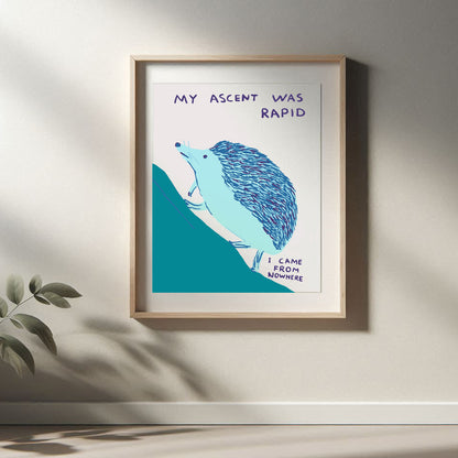 David Shrigley - My Ascent Was Rapid, Quirky Wall Art, Pop Art Decor, Funny Poster, Contemporary Home Gallery, Humorous Decor, Art