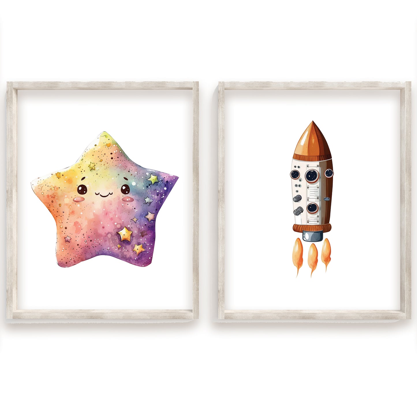Watercolor Outer Space Name Sign, Personalized Space Adventure Print, Custom Kids Wall Decor, Whimsical Nursery Art, Cosmic Space Print Set, Charming Outer Space Room Decor for Kids and Babies