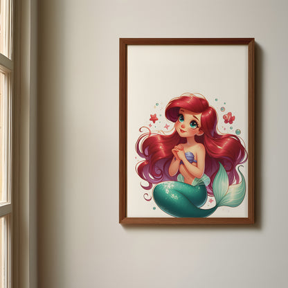 Little Mermaid Name Sign, Personalized Ariel and Friends Print, Custom Kids Wall Decor, Disney Nursery Art, Little Mermaid Print Set, Ariel Room Decor