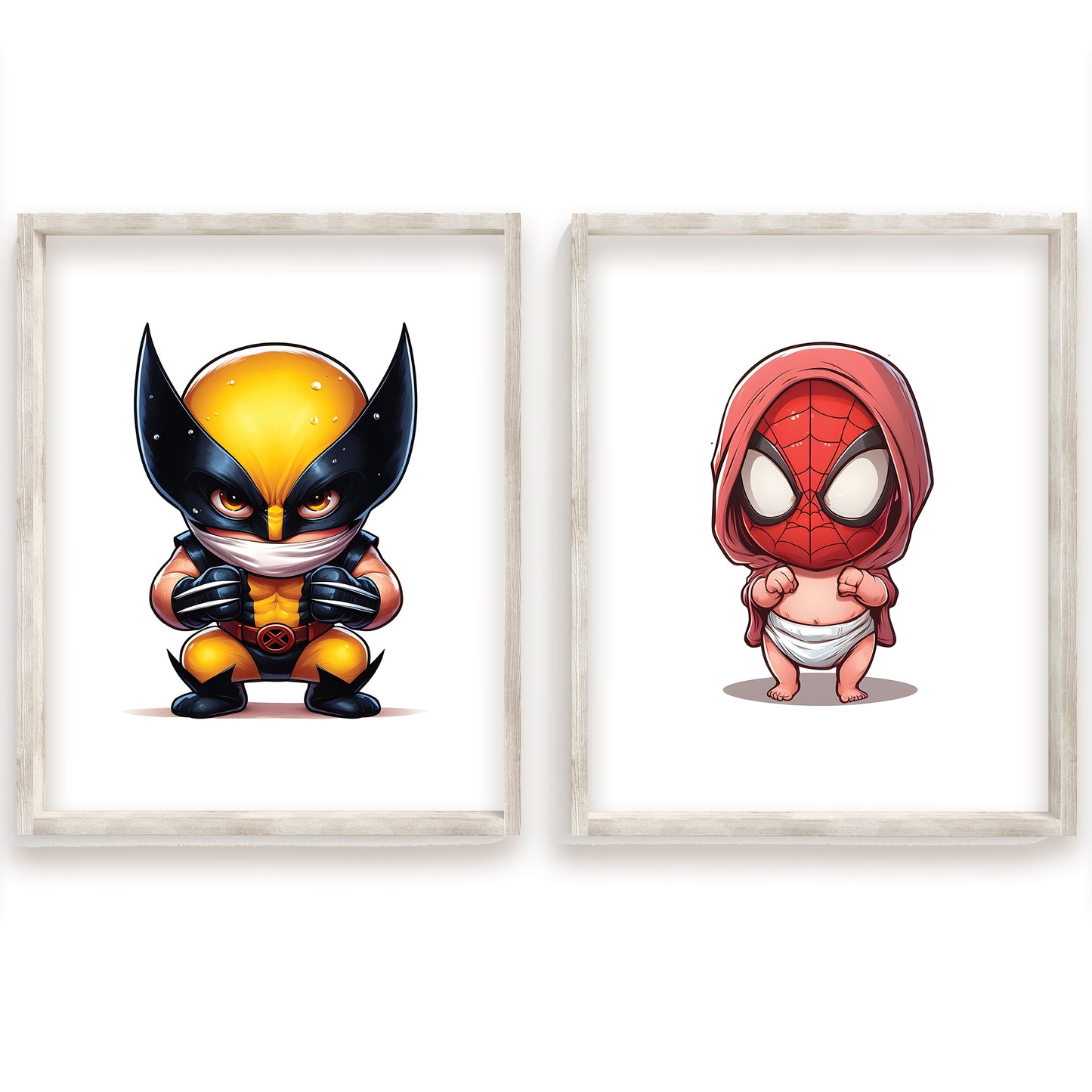 Baby Superhero Art, Watercolor Marvel Prints, Tiny Avengers Nursery Decor, Cute Hero Wall Art, Captain America, Black Panther, Iron Man, Hulk, Spiderman