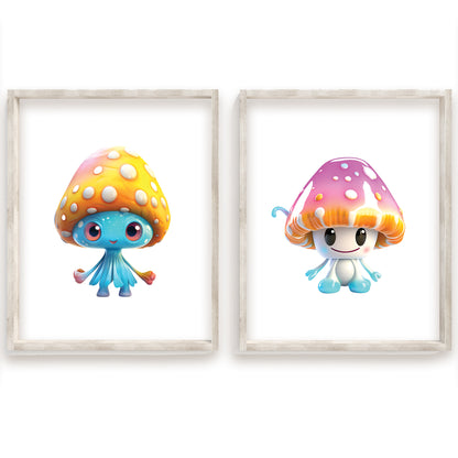 Cute Baby Mushrooms, Cozy Nursery Art, Cuddly Forest Friends, Storytime Decor, Baby Mushroom With Book, Sleepy Toadstool, Baby Fungi Print, Playful Mushroom Cap, Woodland Wall Art, Baby Spore Poster, Fungi Friends, Kids Room Decor
