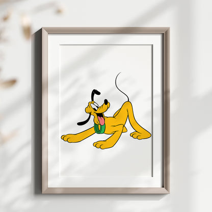 Disney Print Set, Mickey Mouse Print, Pluto Print, Watercolor Cartoon Art, Nursery Wall Decor, Kids Room Posters, Classic Disney Characters